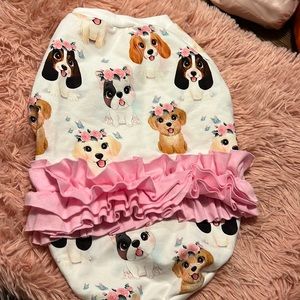 Homemade dog ruffle bum top14”l
